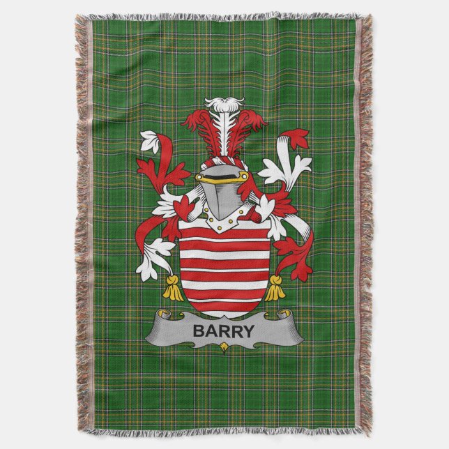 Irish Barry Coat of Arms Familienwappen Irland Decke (Vorderseite Vertikal)