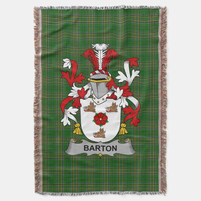 Irish Barton Coat of Arms Familienwappen Irland Decke (Vorderseite Vertikal)
