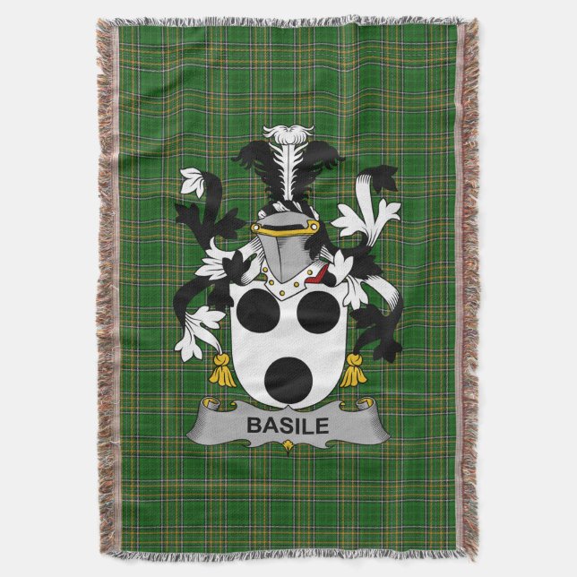 Irish Basile Coat of Arms Familienwappen Irland Decke (Vorderseite Vertikal)