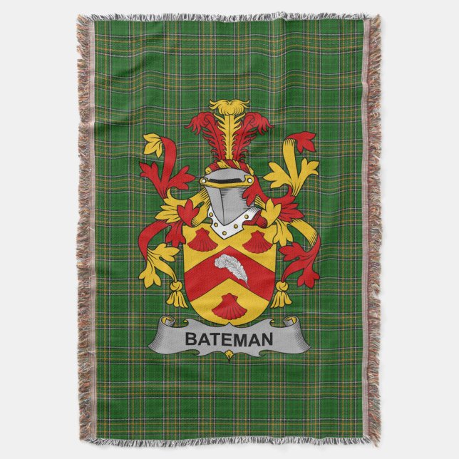 Irish Bateman Coat of Arms Familienwappen Irland Decke (Vorderseite Vertikal)