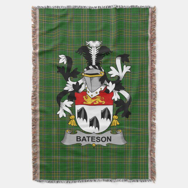 Irish Bateson Coat of Arms Familienwappen Irland Decke (Vorderseite Vertikal)