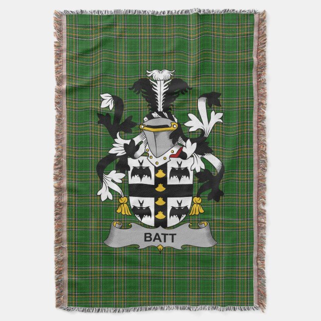 Irish Batt Coat of Arms Familienwappen Irland Decke (Vorderseite Vertikal)