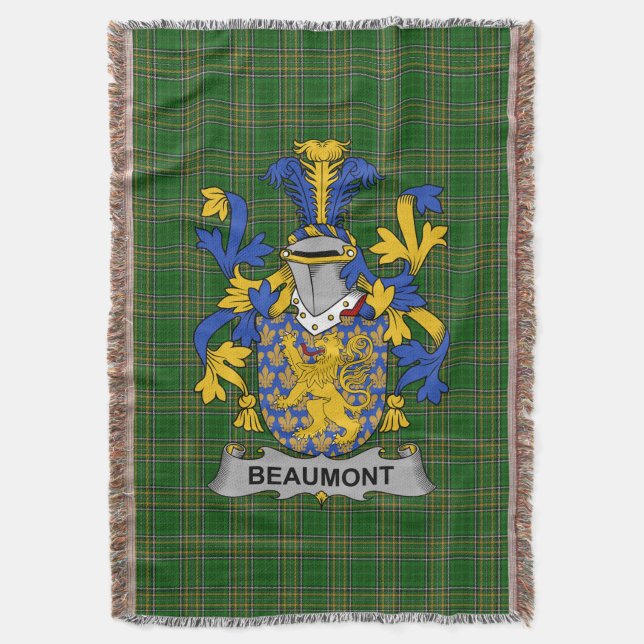 Irish Beaumont Coat of Arms Familienwappen Irland Decke (Vorderseite Vertikal)
