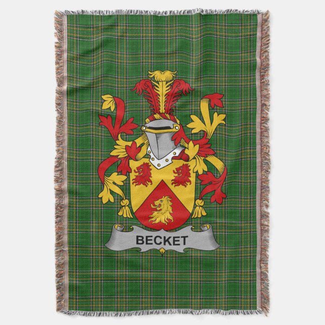 Irish Becket Coat of Arms Familienwappen Irland Decke (Vorderseite Vertikal)
