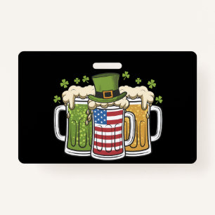 Irish Beer Ireland USA American Flag St Patrick's Ausweis