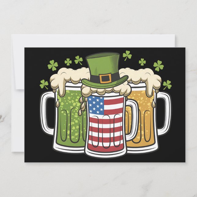 Irish Beer Ireland USA American Flag St Patrick's Einladung (Vorderseite)