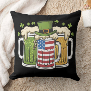 Irish Beer Ireland USA American Flag St Patrick's Kissen