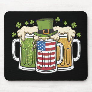 Irish Beer Ireland USA American Flag St Patrick's Mousepad