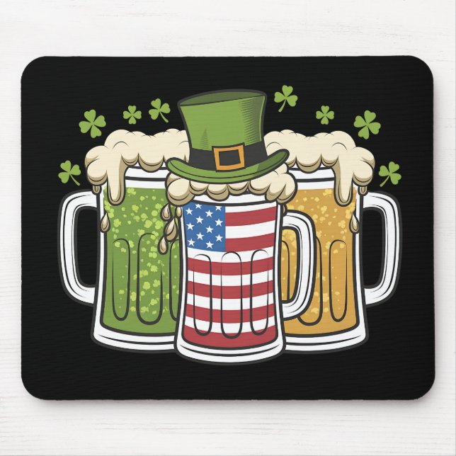 Irish Beer Ireland USA American Flag St Patrick's Mousepad (Vorne)