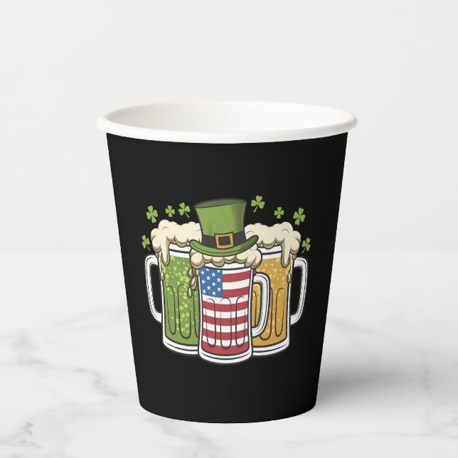 Irish Beer Ireland USA American Flag St Patrick's Pappbecher (Vorderseite)