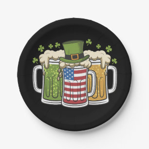 Irish Beer Ireland USA American Flag St Patrick's Pappteller