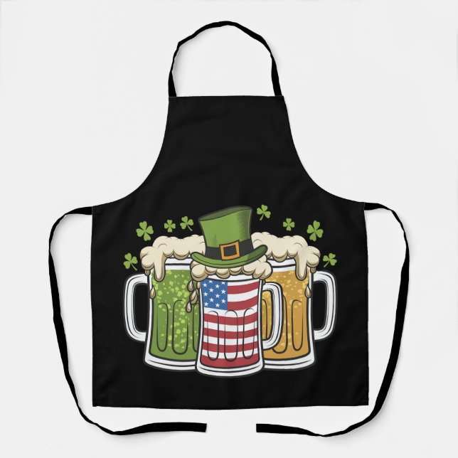 Irish Beer Ireland USA American Flag St Patrick's Schürze (Vorderseite)