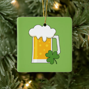 Irish Beer Tasse mit Kleeblatt Clover Keramikornament