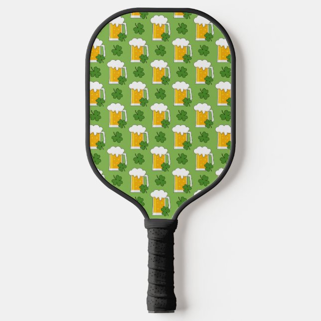 Irish Beer Tasse mit Kleeblatt Clover Pattern Pickleball Schläger (Vorderseite)