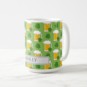 Irish Beer Tasse mit Kleeblatt Clover   Personalis