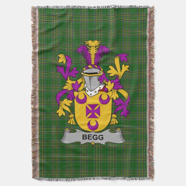Irish Begg Coat of Arms Familienwappen Irland Decke (Vorderseite Vertikal)