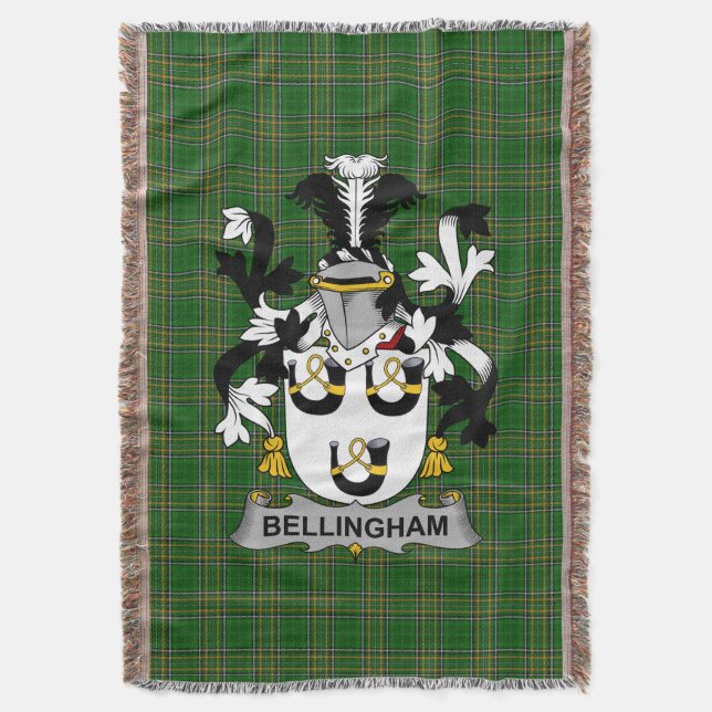 Irish Bellingham Coat of Arms Familienwappen Irlan Decke (Vorderseite Vertikal)