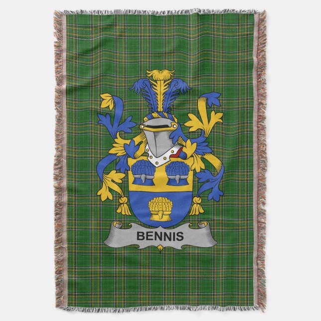 Irish Bennis Coat of Arms Familienwappen Irland Decke (Vorderseite Vertikal)