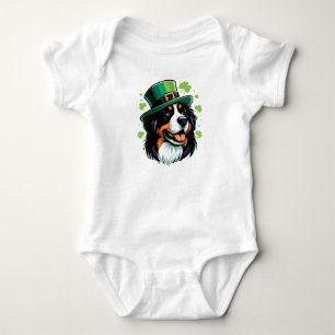 Irish Bernese Dog Leprechaun Hat St Patricks Day Baby Strampler