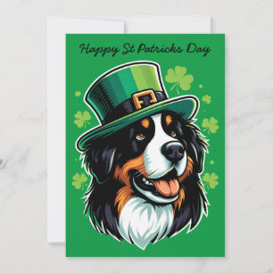 Irish Bernese Dog Leprechaun Hat St Patricks Day Feiertagskarte