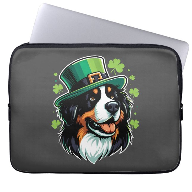 Irish Bernese Dog Leprechaun Hat St Patricks Day Laptopschutzhülle (Vorderseite)