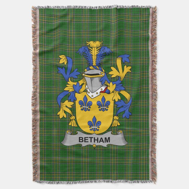 Irish Betham Coat of Arms Familienwappen Irland Decke (Vorderseite Vertikal)