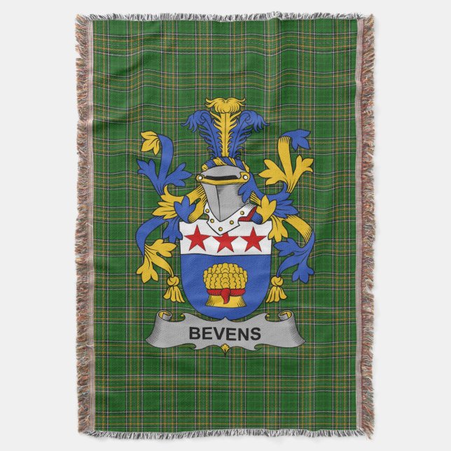 Irish Bevens Coat of Arms Familienwappen Irland Decke (Vorderseite Vertikal)
