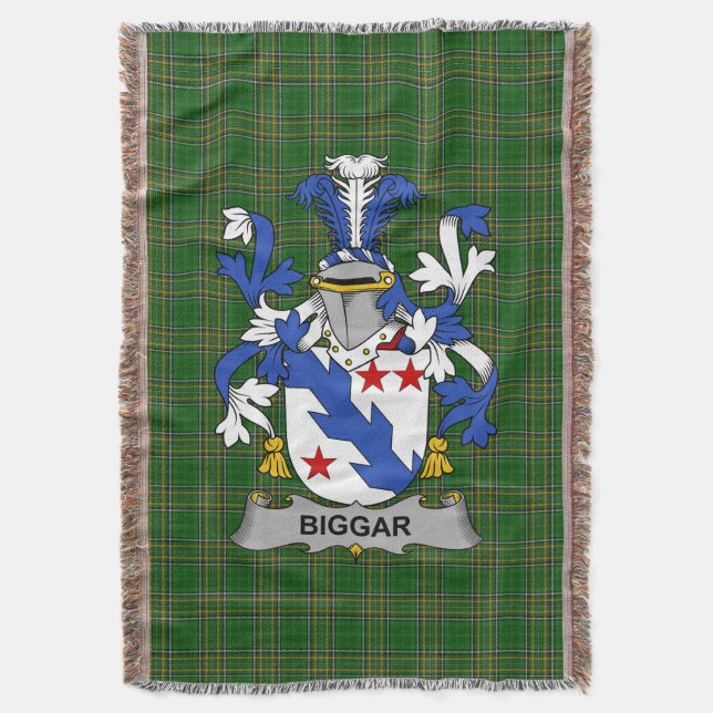Irish Biggar Coat of Arms Familienwappen Irland Decke (Vorderseite Vertikal)