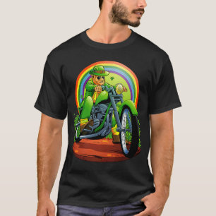 Irish Biker Leprechaun Motorrad Men Rainbow Pat T-Shirt