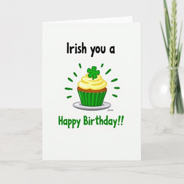 Irish Birthday Cupcake Card Karte (Vorderseite)