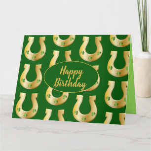 Irish Birthday Gold Horseshoes St Patricks Day Karte
