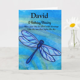 Irish Blessing Birthday Brave Blue Dragonfly Karte