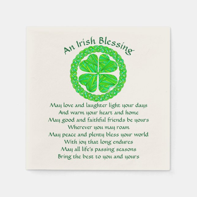 Irish Blessing Celtic Kleeblatt Party Small Serviette (Vorderseite)