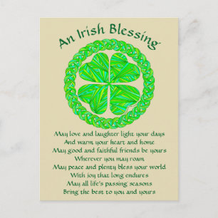 Irish Blessing Celtic Kleeblatt Postkarte