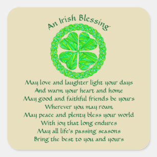 Irish Blessing Celtic Kleeblatt Quadratischer Aufkleber