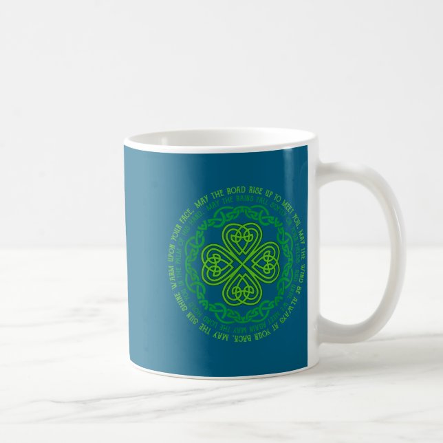 Irish Blessing Celtic Knot &amp; 4-leaf Clover Luc Kaffeetasse (Rechts)