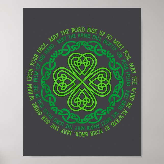 Irish Blessing Celtic Knot &amp; 4-leaf Clover Luc Poster (Vorne)