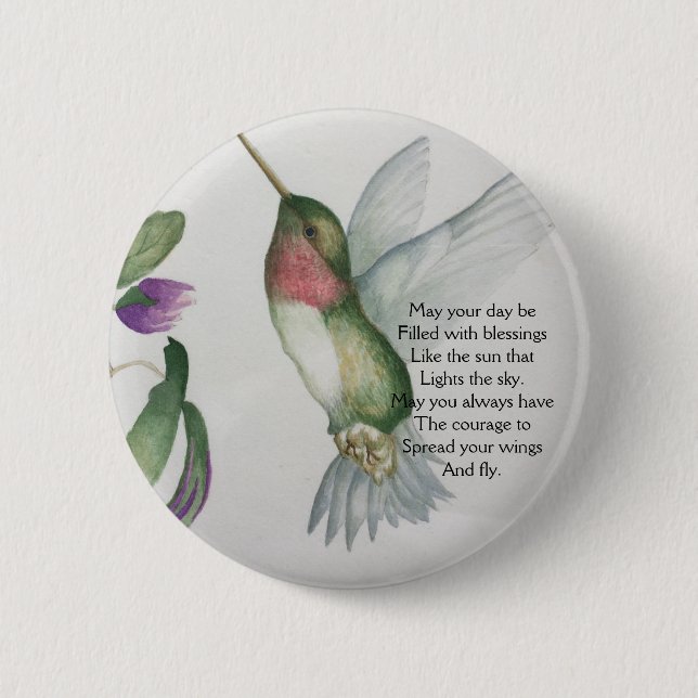 Irish Blessing Courage Pretty Bird Garden Button (Vorderseite)