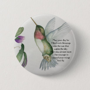 Irish Blessing Courage Pretty Bird Garden Button