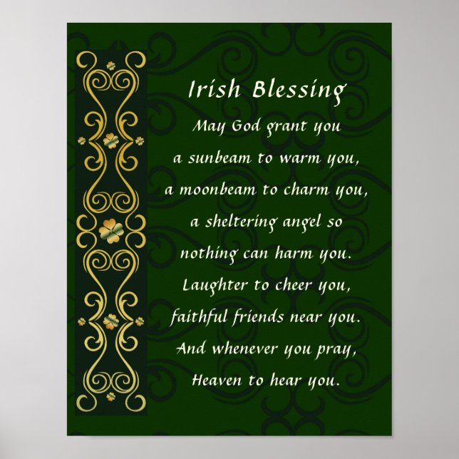 Irish Blessing Elegangoldfarbenes dunkles Design Poster (Vorne)