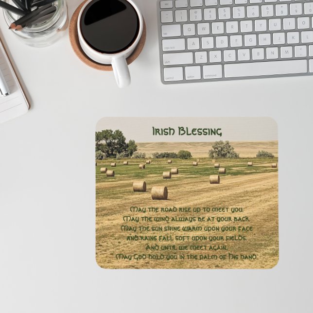 Irish Blessing Hay Bales in the Field Mousepad (In Situ)