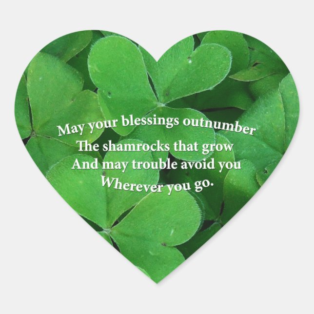 Irish Blessing Herz-Aufkleber (Vorderseite)