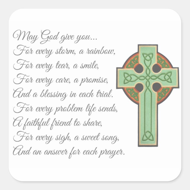 Irish Blessing II Quadratischer Aufkleber (Vorderseite)