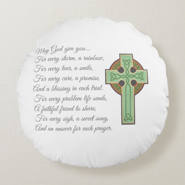 Irish Blessing II Rundes Kissen (Vorderseite)