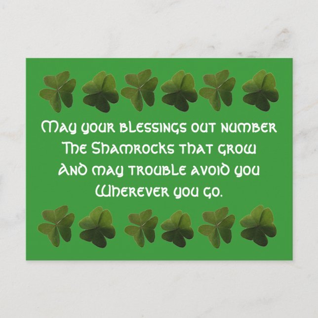 Irish Blessing Kleeblatt Postcard Postkarte (Vorderseite)