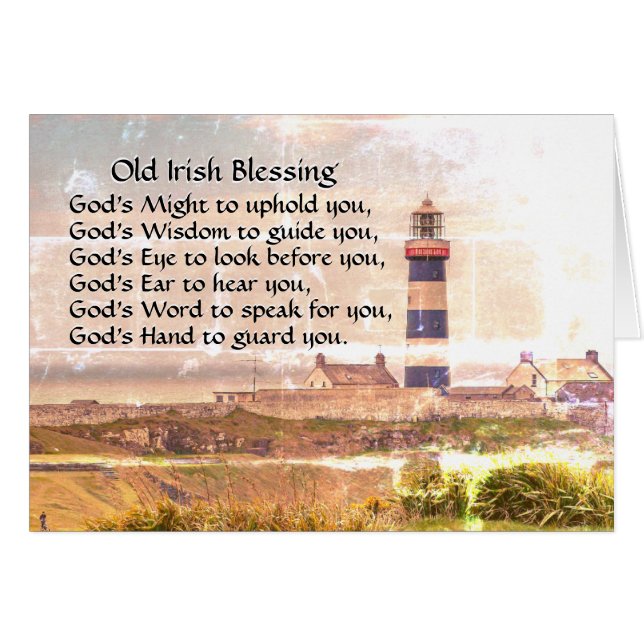 Irish Blessing, Lighthouse Coast of Ireland Card (Vorderseite (Horizontal))