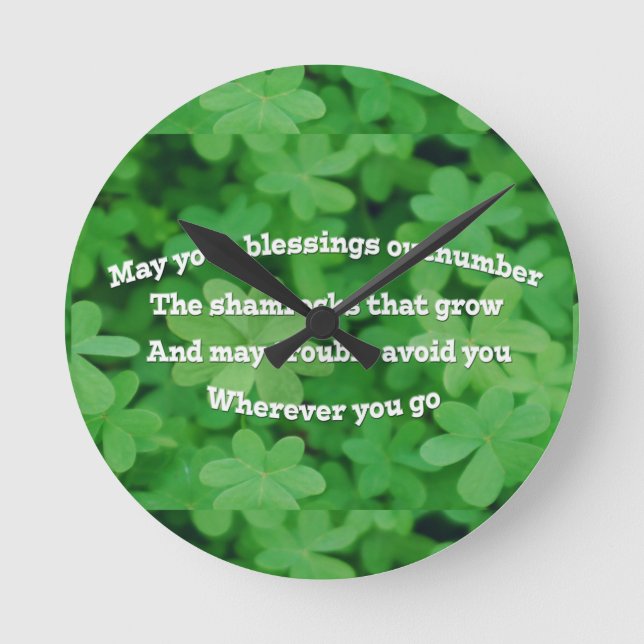 Irish Blessing Runde Wanduhr (Vorderseite)