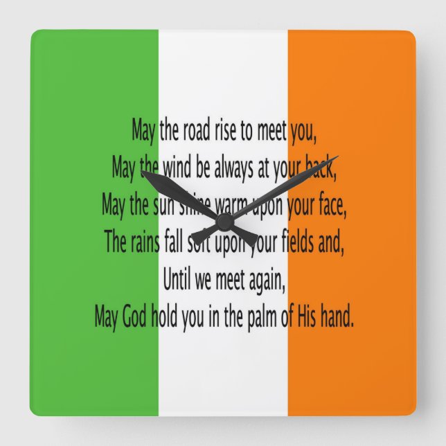 Irish Blessing Square Quadratische Wanduhr (Vorderseite)