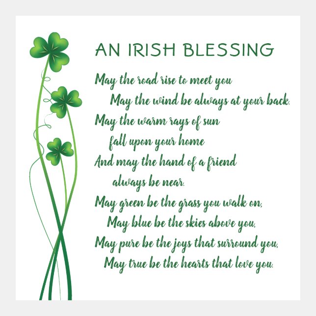 Irish Blessing Template mit Kleeblättern (Vorderseite)