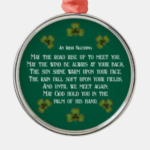 Irish Blessing und Shamrocks grüne Typografie Ornament Aus Metall